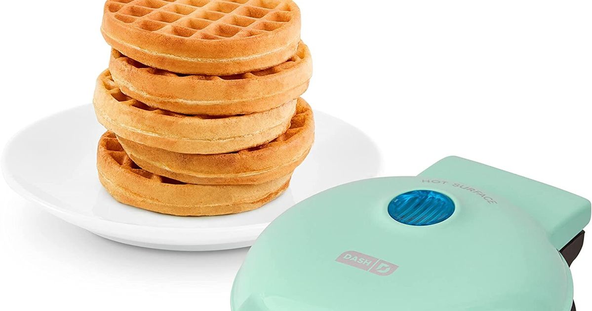 I am OBSESSED with this $10 miniature waffle maker! It can make fresh 4”  mini waffles in just a couple of minutes! (Mine are only 70 cal each!) They  also freeze super