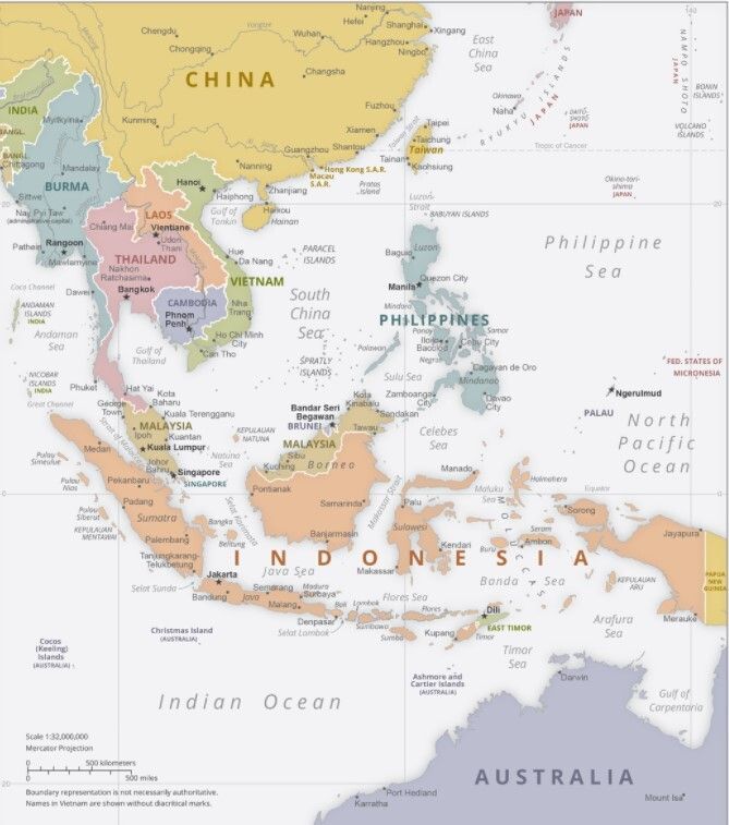 Χάρτης της Νοτιοανατολικής Ασίας