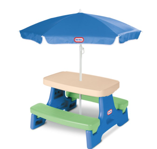 A play table, complete with an umbrella 