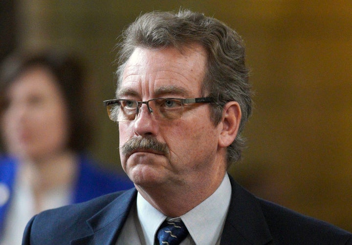 Nebraska state Sen. Bruce Bostelman, of Brainard, is seen in the Legislative Chamber in Lincoln, Neb., Friday, March 1, 2019. Bostelman has apologized after he publicly cited a persistent but debunked rumor alleging that schools are placing litter boxes in school bathrooms to accommodate children who self-identify as cats.