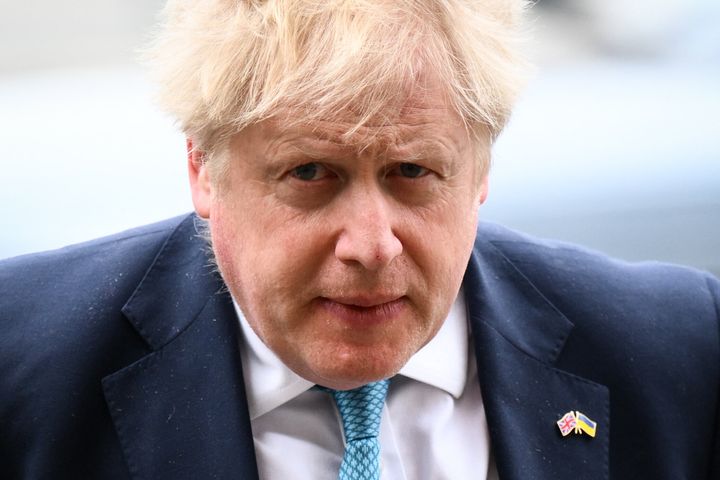 Prime Minister Boris Johnson arrives to attend a Service of Thanksgiving for Britain's Prince Philip, Duke of Edinburgh, at Westminster Abbey