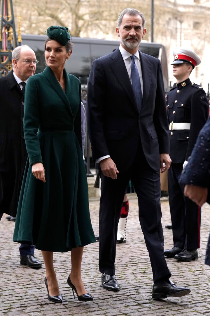 La reina, a su llegada junto a Felipe VI.