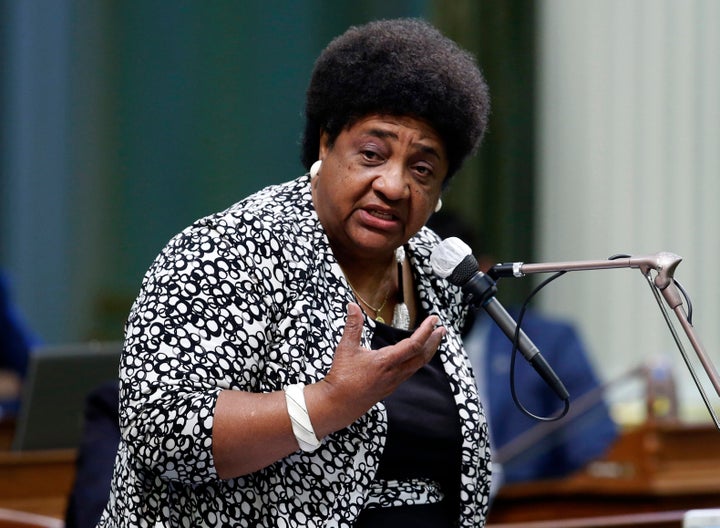 Assemblywoman Shirley Weber speaks at the Capitol in Sacramento, Calif., on June 10, 2020. Weber is the daughter of sharecroppers who authored legislation creating the first-in-the-nation task force in California to study and recommend reparations.