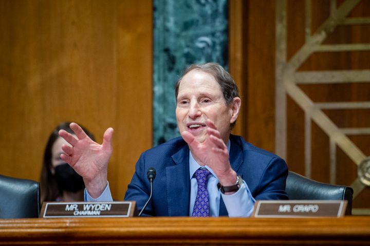 Sen. Ron Wyden (D-Ore.), chair of the Senate Finance Committee, speaks at a hearing on Oct. 19, 2021, on Capitol Hill in Washington.