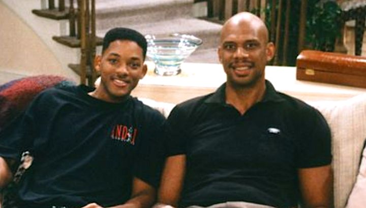 Will Smith with Kareem Abdul-Jabbar on the set of "The Fresh Prince of Bel-Air" in 1994.