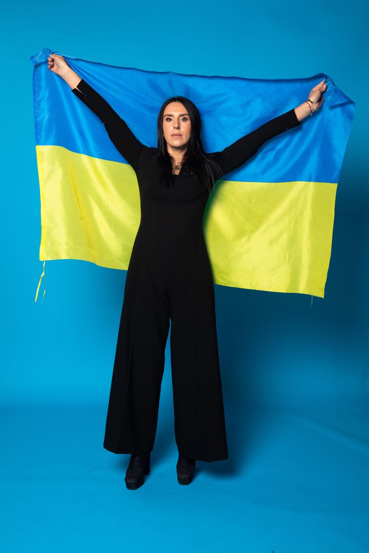 Jamala posing backstage at Concert For Ukraine