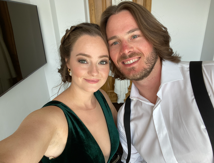 The author and her brother, Dave, at his wedding in Colorado in 2021.