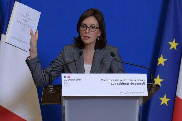 Amélie de Montchalin, ministre de la Transformation et de la Fonction publique lors de la conférence de presse sur l