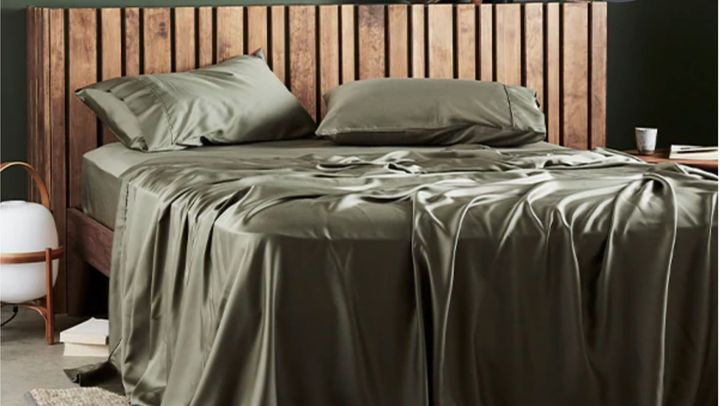 Sleep cooler and breathe easier with these sustainable sateen silk alternative sheets made from bamboo. 