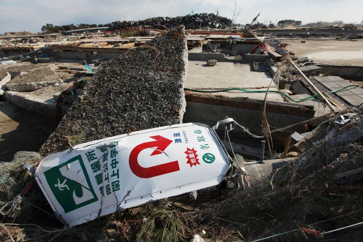津波で大きな被害を受けた名取市閖上地区（2011年、宮城県名取市）