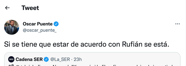 Tuit de Oscar Puente.