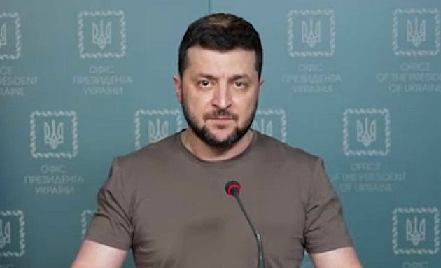 ウクライナのゼレンスキー大統領=2022年3月29日、ウクライナ・キーウ(大統領府提供)