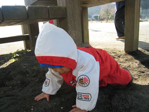 ０歳代～１歳の息子。いつも何かに夢中になって、じっと観察していた