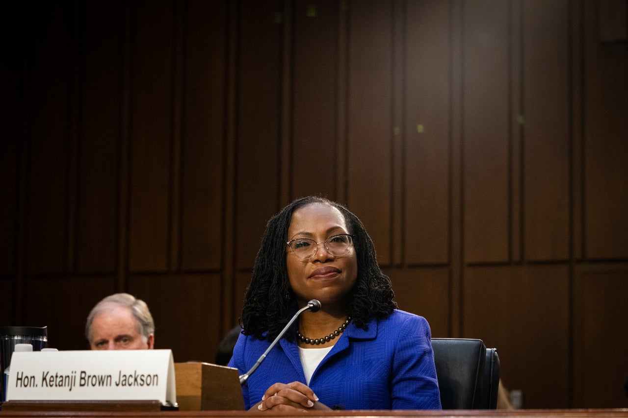 Ketanji Brown Jackson sits during her first day of confirmation hearings at the Hart Senate Office Building in Washington, D.C., on March 21.