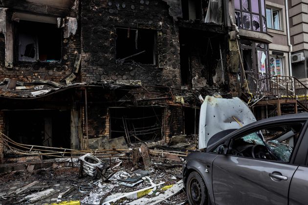 破壊された家屋 ウクライナ・ブチャ 撮影日4月2日　 (Photo by RONALDO SCHEMIDT/AFP via Getty Images)