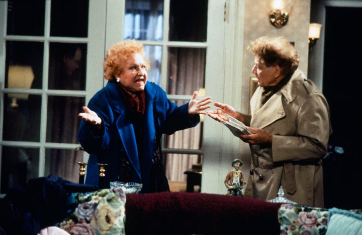 Estelle Harris (L) as Estelle Costanza and Jerry Stiller (R) as Frank Costanza in the "Seinfeld" episode, "The Cigar Store Indian."