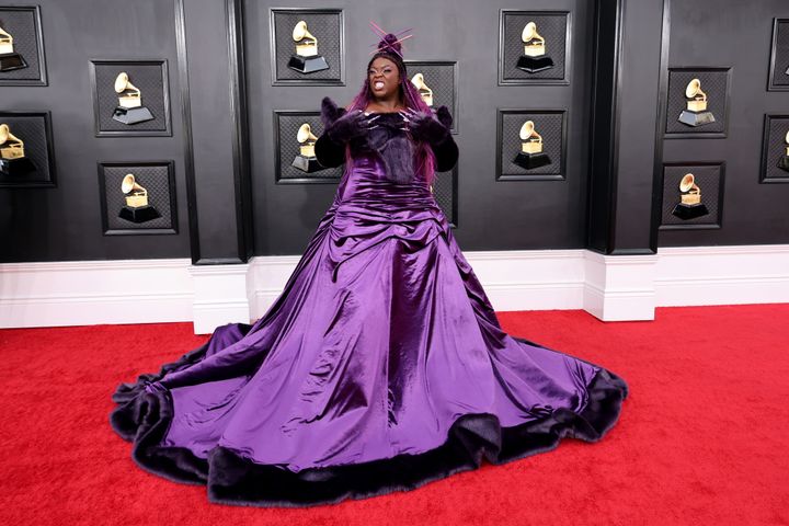 Yola in a bold purple gown at the Grammys. 