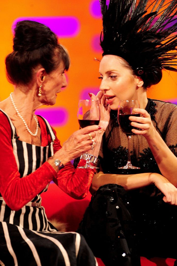 June Brown and Lady Gaga during filming for The Graham Norton Show in October 2013