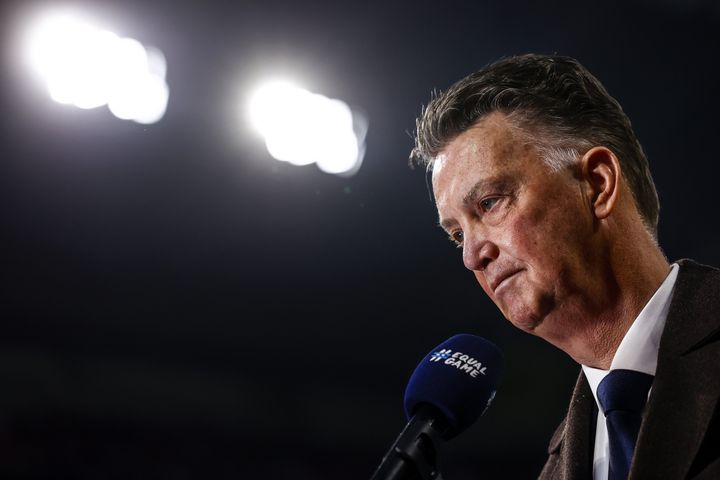 AMSTERDAM - Holland coach Louis van Gaal addresses the press ahead of the friendly match between the Netherlands and Germany at the Johan Cruijff ArenA on March 29, 2022 in Amsterdam, Netherlands. KOEN VAN WEEL (Photo by ANP via Getty Images)