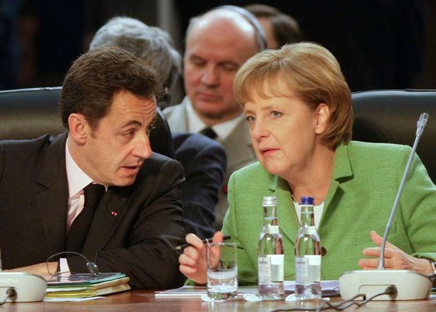 Nicolas Sarkozy et Angela Merkel lors du sommet de l'Otan en 2008 lors duquel l'adhésion de l'Ukraine...