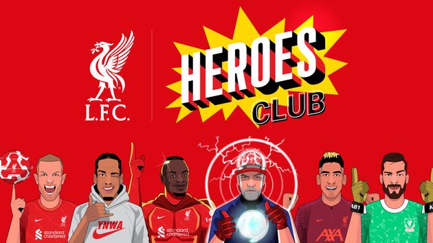 Undated digital artwork issued by Liverpool Football Club of The LFC Heroes Club collection, featuring llustrations of 24 of the male squad, bringing their 