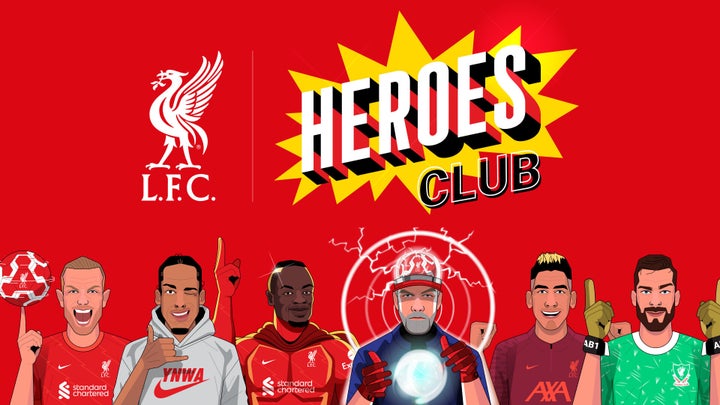 Undated digital artwork issued by Liverpool Football Club of The LFC Heroes Club collection, featuring llustrations of 24 of the male squad, bringing their "individual and superhero characteristics to life".