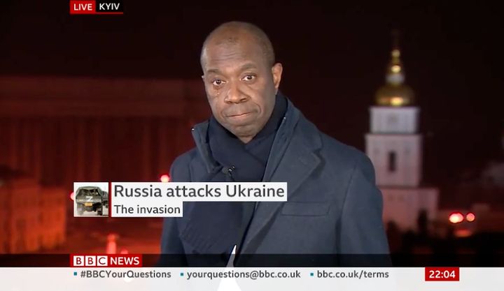 Clive Myrie presented BBC News live from Kyiv 