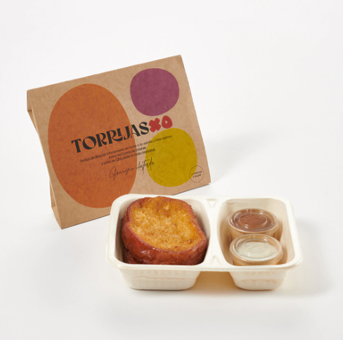 Así vienen colocadas las torrijas XO.
