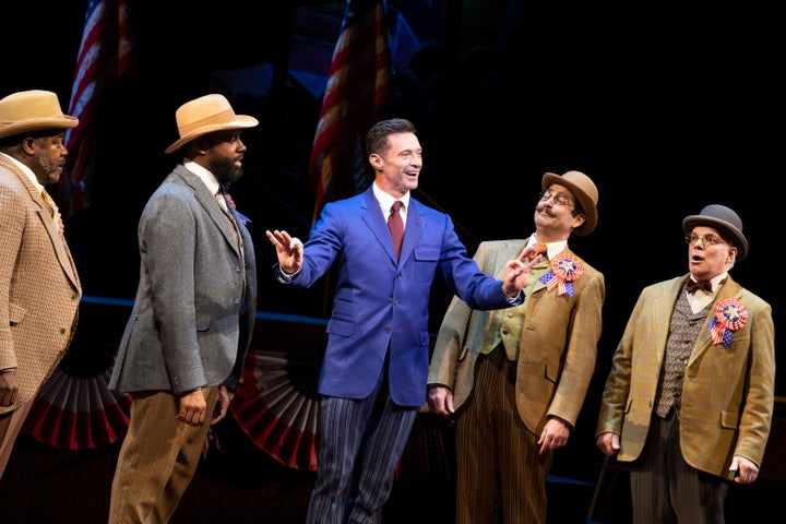 "He’s the only person in the world I know who would rehearse for two years for a Broadway show," Carlyle said of Jackman (center).