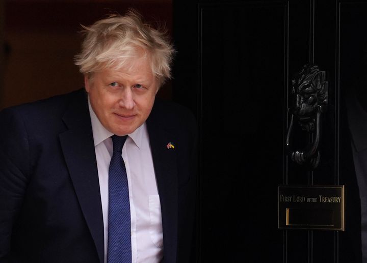 Prime Minister Boris Johnson before greeting President of Ghana Nana Akufo-Addo in 10 Downing Street, London, ahead of a bilateral meeting. Picture date: Tuesday April 5, 2022. (Photo by Stefan Rousseau/PA Images via Getty Images)