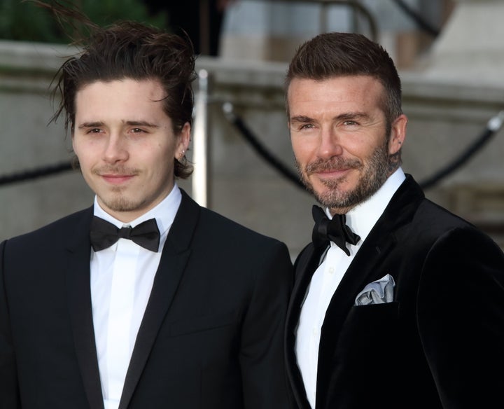 David Beckham and Brooklyn Beckham.