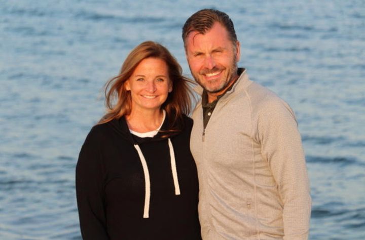 The author and her husband, Chris, at a beach in Maine in 2021.