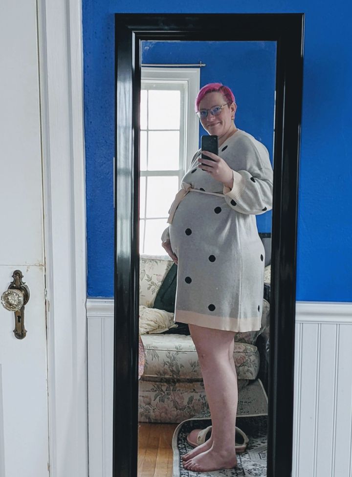 A pregnancy selfie.