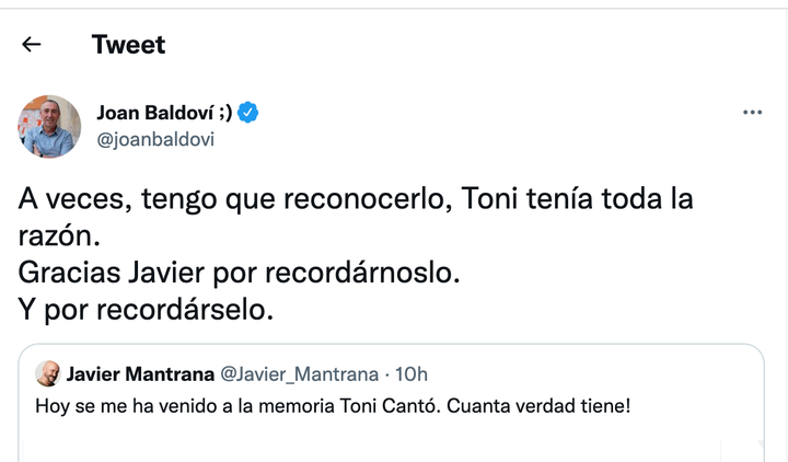Tuit de Joan Baldoví.