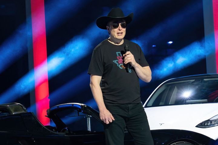Tesla will build a vehicle dedicated for use as a robotaxi, and it will start making three new vehicles next year, CEO Elon Musk told fans at a party celebrating the opening of a Texas factory. (Photo by SUZANNE CORDEIRO / AFP) (Photo by SUZANNE CORDEIRO/AFP via Getty Images)