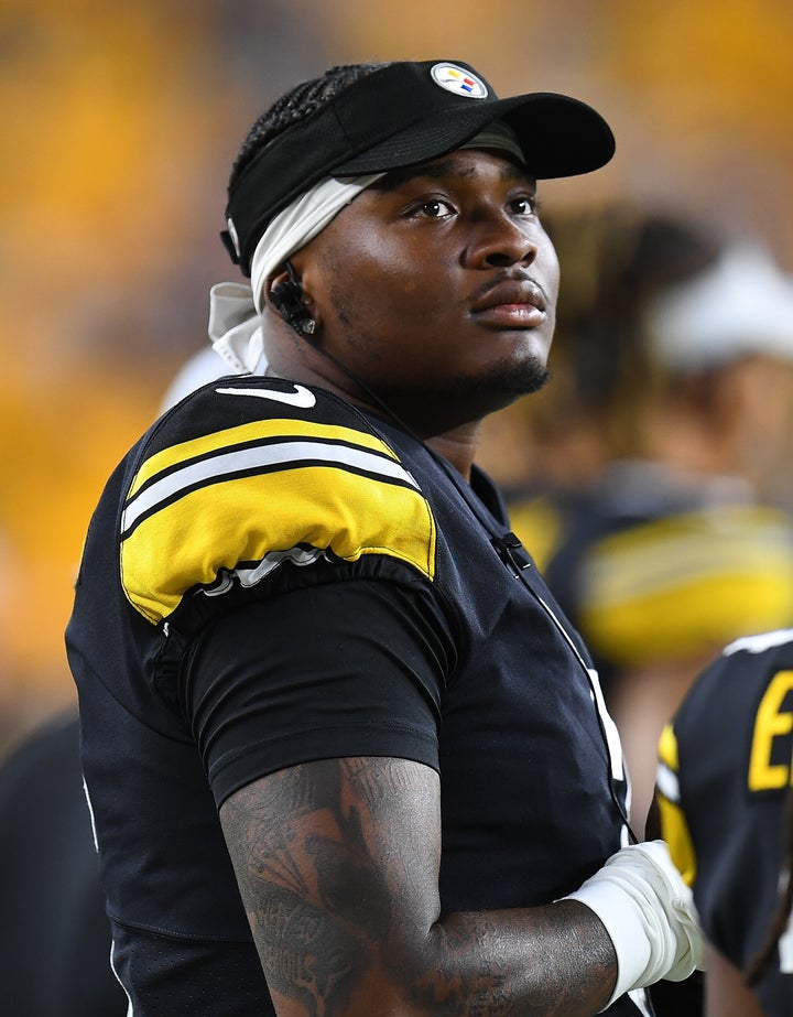 Dwayne Haskins at a the game against the Detroit Lions on Aug. 21, 2021, in Pittsburgh, Pennsylvania.