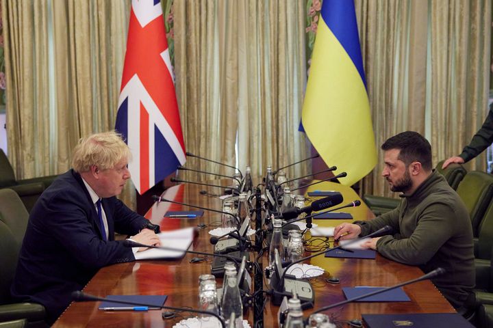 Boris Johnson holds talks with Volodymyr Zelensky in Kyiv