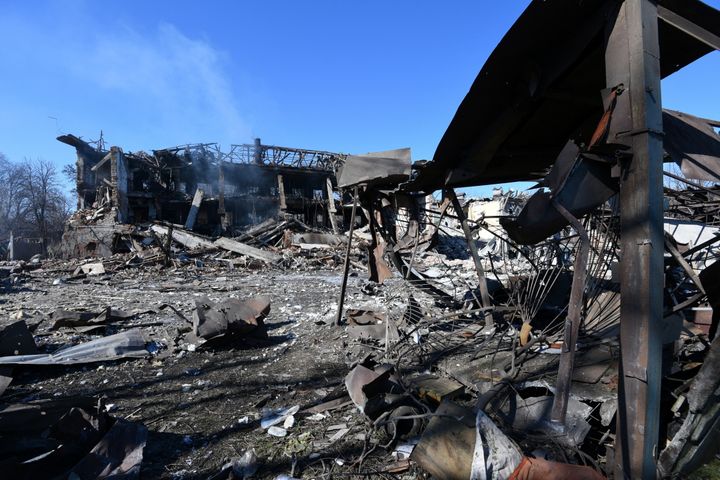 A view of a destroyed shoe factory in the aftermath of a missile attack, amid Russia's invasion, in Dnipro, Ukraine March 12, 2022. REUTERS/Mykola Synelnikov