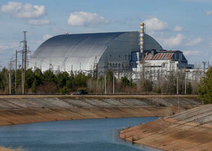 Sarcófago de la central nuclear de Chernóbil, en Ucrania.