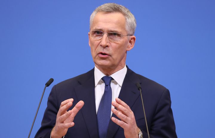 NATO Secretary-General Jens Stoltenberg, seen Wednesday, said he expects there will be a long-term military presence along the eastern border of the multinational alliance following Russia's invasion of Ukraine.