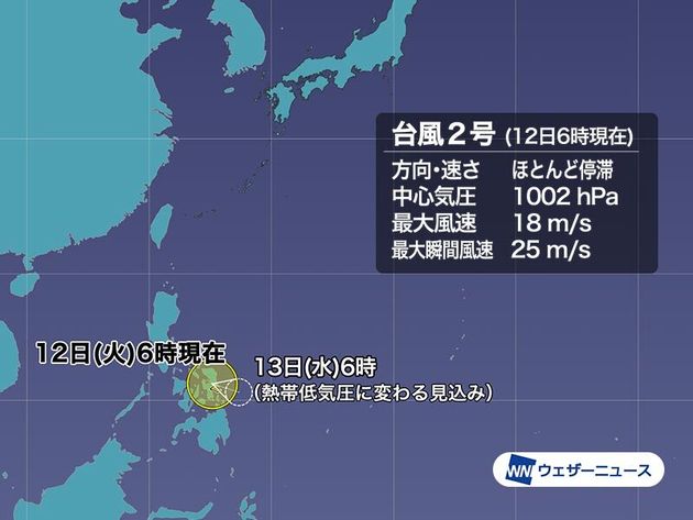 台風2号の進路予想図