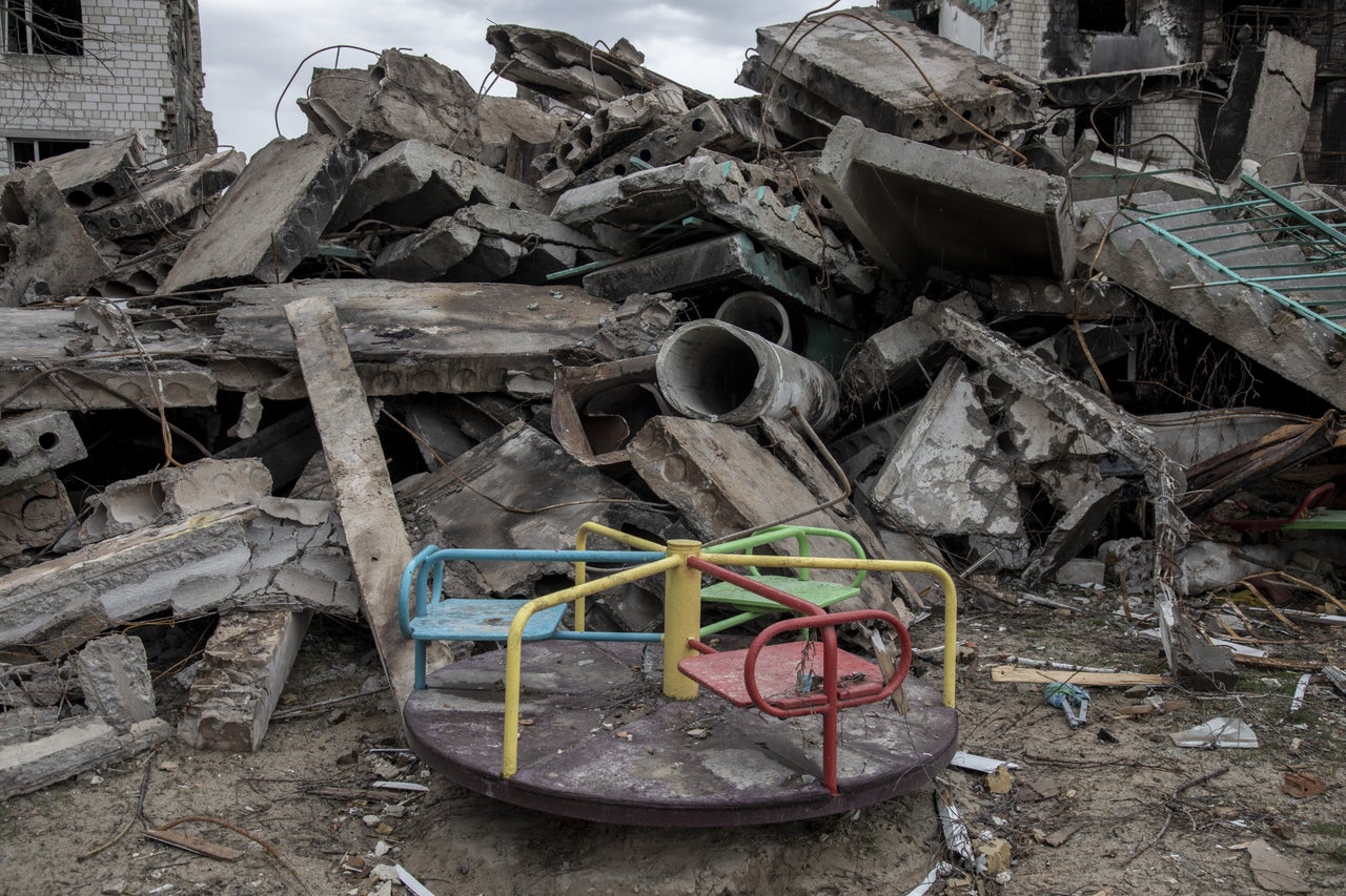 Destruction of a civilian neighborhood in the town of Borodyanka, on the outskirts of Kyiv, Ukraine.
