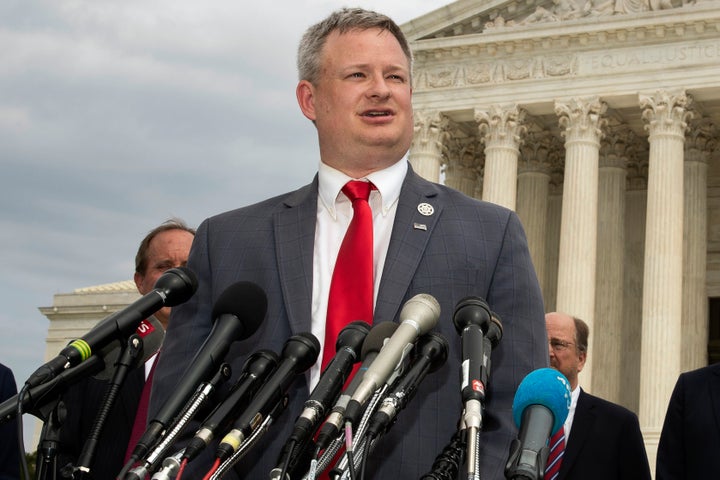 South Dakota Attorney General Jason Ravnsborg is seen before the U.S. Supreme Court in Washington in 2019. The South Dakota House on Tuesday will decide whether he should be impeached in relation to a fatal car crash that he was involved in.