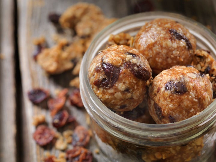 Dried cranberry and oat energy balls. Click for more recipes for energy balls.