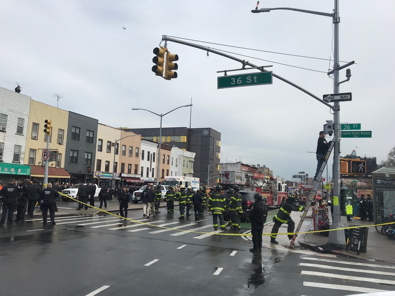 The scene of the shooting at 4th and 36th in Brooklyn.