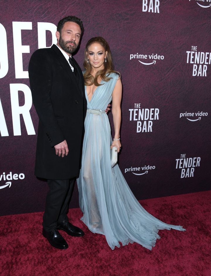 The couple arrive at the premiere of "The Tender Bar" on Dec.12, 2021, in Hollywood.