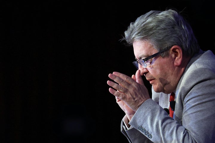 Inagen de Jean-Luc Melenchon tras los resultados electorales de la primera vuelta en Francia