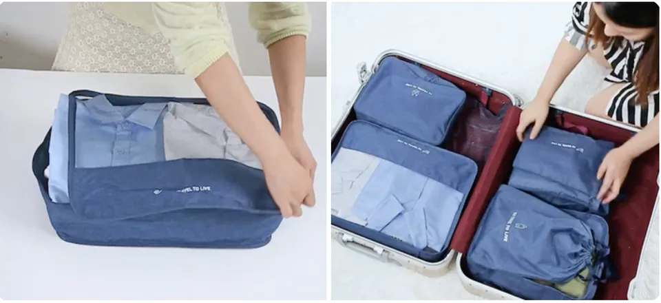 7 Pcs Travel Packaging Cubes : Multifunctional Clothes Socks Shoes  Underwear Bags, Portable Dustproof Bags