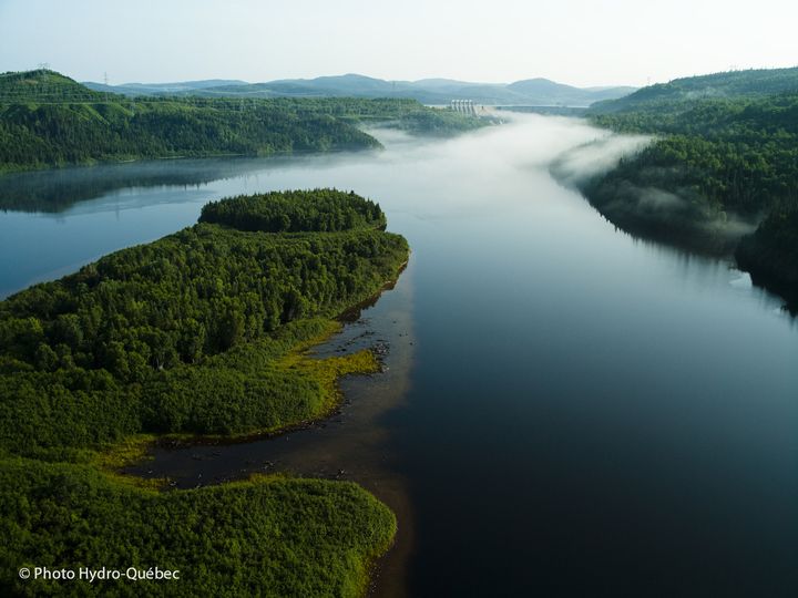 A shot of one of Hydro-Québec's reservoirs and dams in the province.