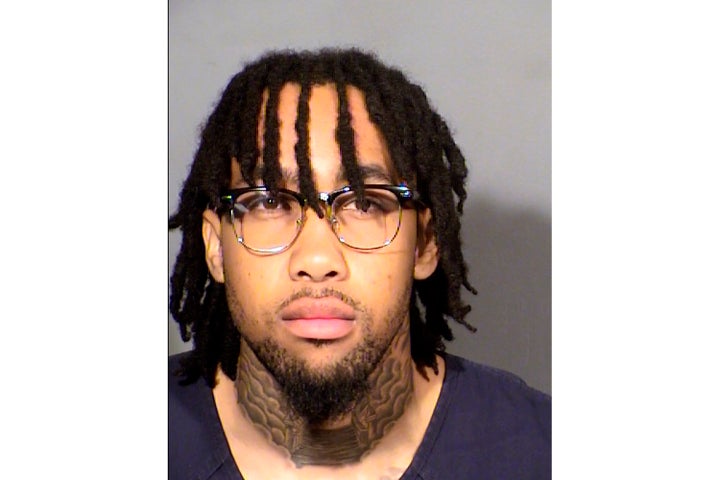 This Clark County Detention Center booking photo provided by the Las Vegas Metropolitan Police Department, shows Marqel Cockrell, of Adelanto, Calif., following his arrest late Tuesday, April 12, 2022, by the Nevada Highway Patrol.